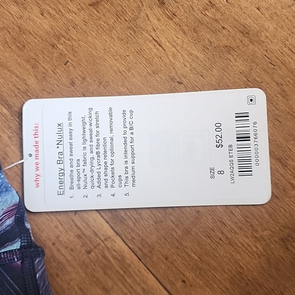 NWT Lululemon Energy Bra Nulux 8 print - Picture 3 of 8